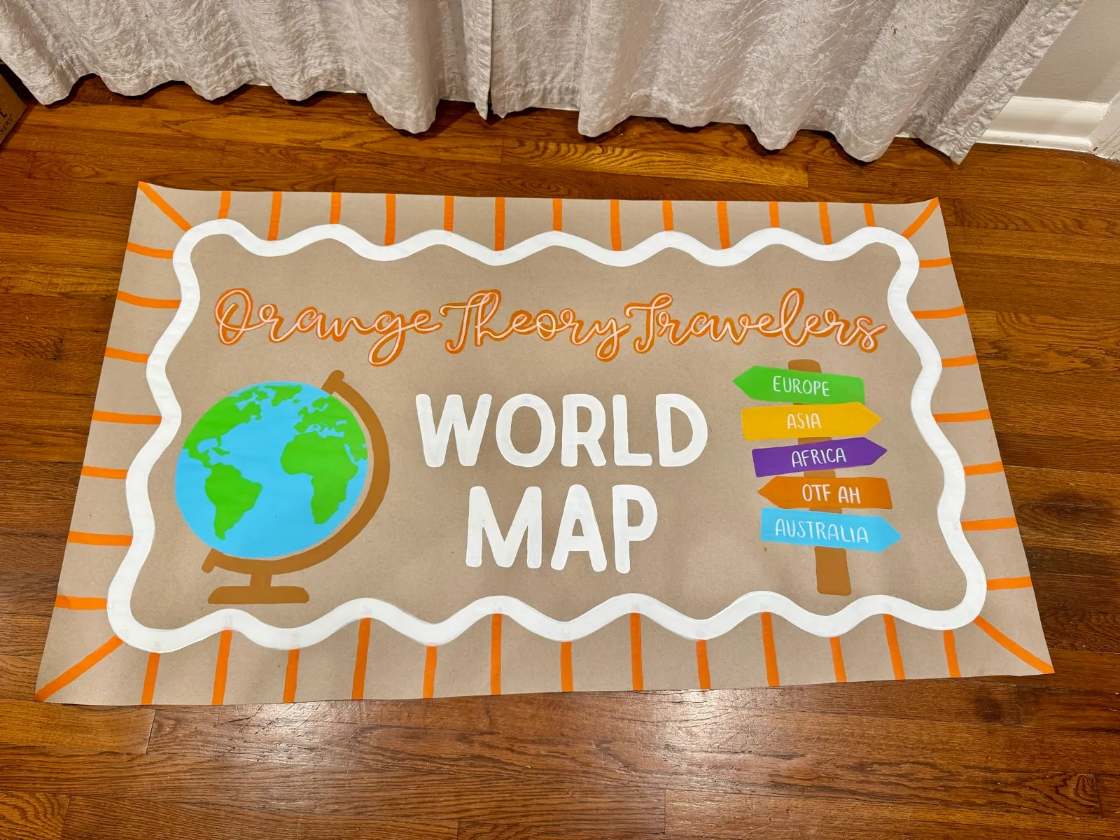 Orange Theory Travelers — corporate event — hand-painted banner by SATX Painted Banners