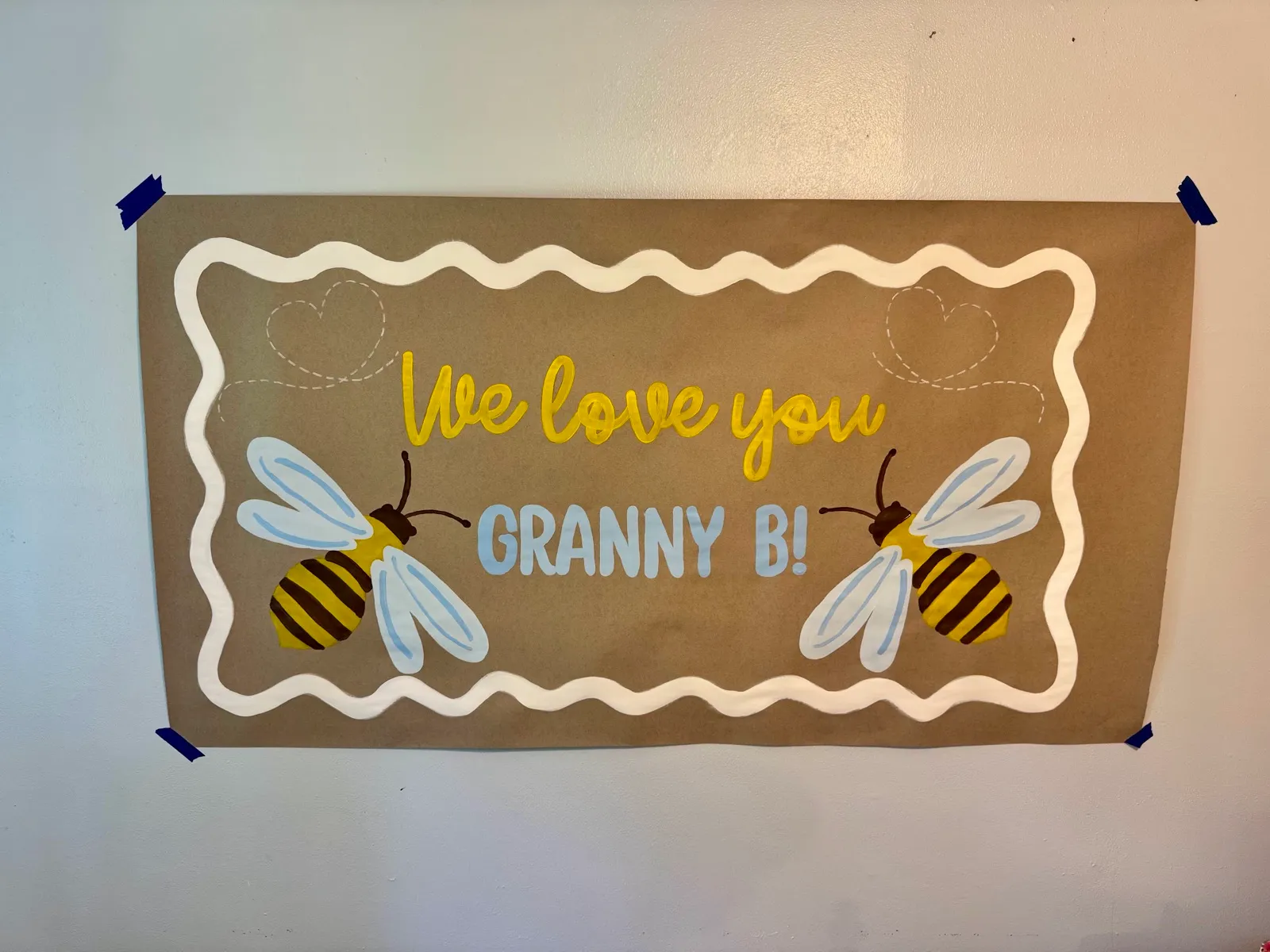 “We love you, Granny B!” bumblebee banner — hand-painted banner by SATX Painted Banners